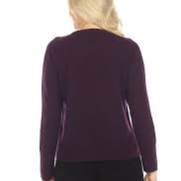 Johnny Was Mishika Cashmere Embroidered Sweater Waffle Knit Purple Size L - Picture 4 of 11